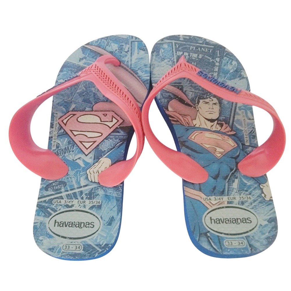Havaianas Superman Flip Flops Sandals Kids USA 3/4Y EUR 35/36